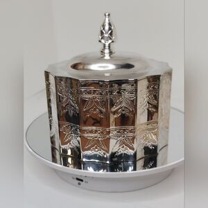 Hollywood Regency Glam Silver 1991 Trinket Jewelry Box Velvet Christmas Diva